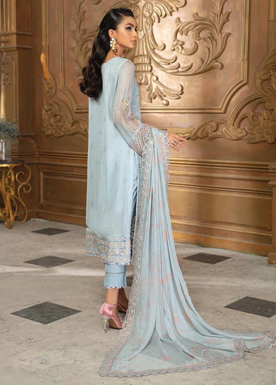 Roheenaz Embroidered Chiffon Suit Unstitched 3 Piece 09 - Luxury ...