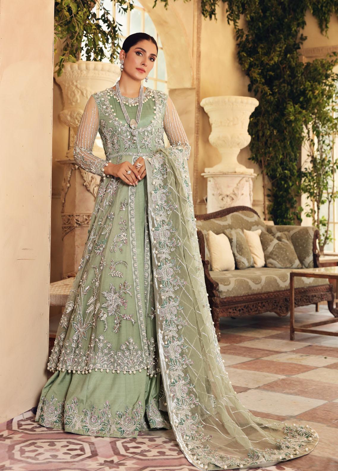 Elaf Embroidered Net Suit Unstitched 3 Piece Emerald 05 Luxury Bridal